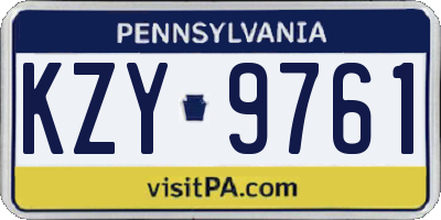 PA license plate KZY9761