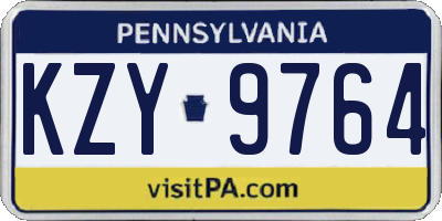 PA license plate KZY9764