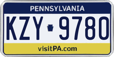 PA license plate KZY9780