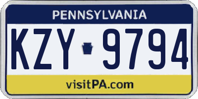 PA license plate KZY9794