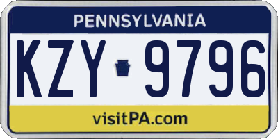 PA license plate KZY9796