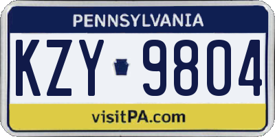 PA license plate KZY9804