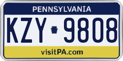 PA license plate KZY9808