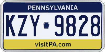 PA license plate KZY9828