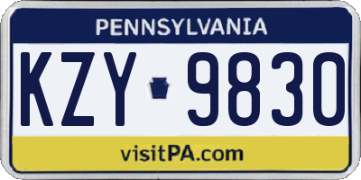 PA license plate KZY9830