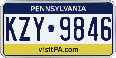 PA license plate KZY9846