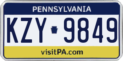 PA license plate KZY9849