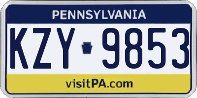 PA license plate KZY9853