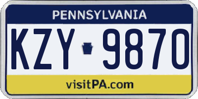 PA license plate KZY9870