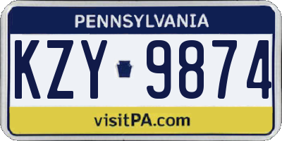 PA license plate KZY9874