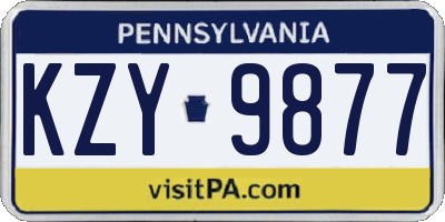 PA license plate KZY9877