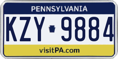 PA license plate KZY9884
