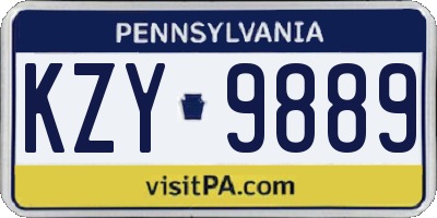 PA license plate KZY9889