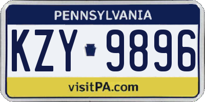 PA license plate KZY9896