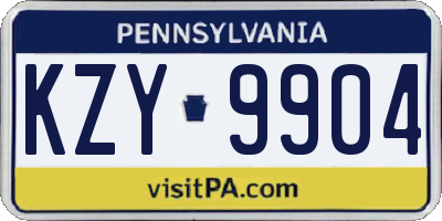 PA license plate KZY9904