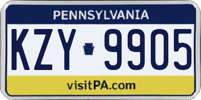 PA license plate KZY9905