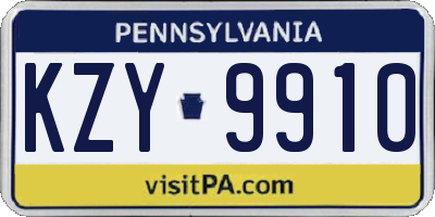 PA license plate KZY9910