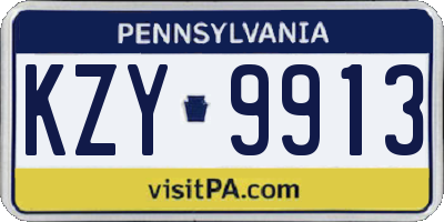 PA license plate KZY9913