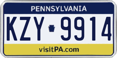 PA license plate KZY9914