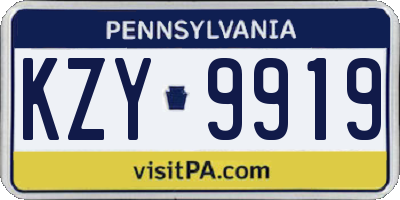 PA license plate KZY9919