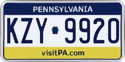 PA license plate KZY9920
