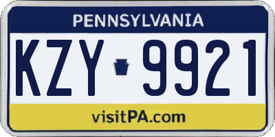 PA license plate KZY9921