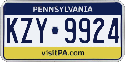 PA license plate KZY9924