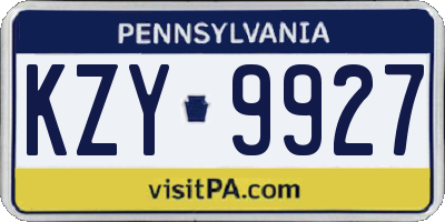 PA license plate KZY9927