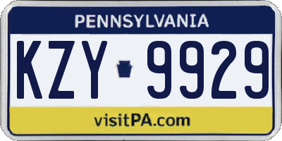 PA license plate KZY9929