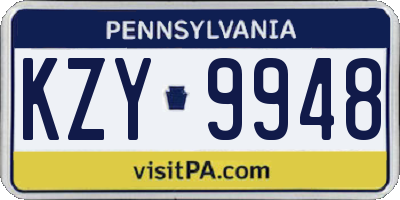 PA license plate KZY9948