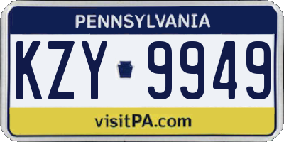 PA license plate KZY9949