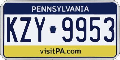 PA license plate KZY9953