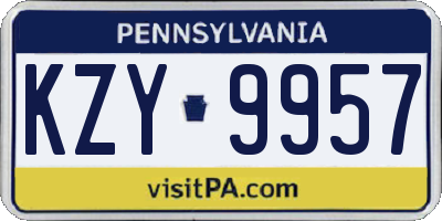 PA license plate KZY9957