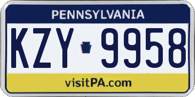 PA license plate KZY9958