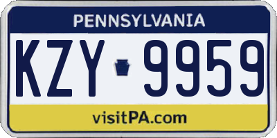 PA license plate KZY9959