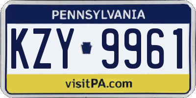 PA license plate KZY9961