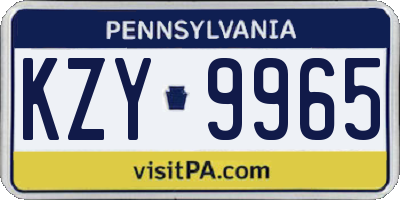 PA license plate KZY9965