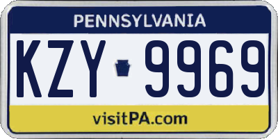PA license plate KZY9969