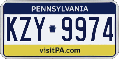 PA license plate KZY9974