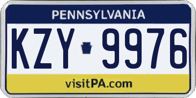 PA license plate KZY9976
