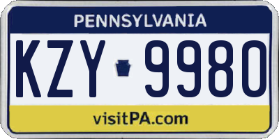 PA license plate KZY9980