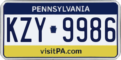 PA license plate KZY9986