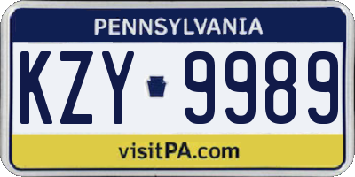 PA license plate KZY9989