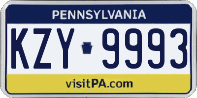 PA license plate KZY9993