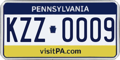 PA license plate KZZ0009