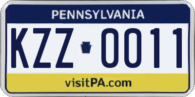 PA license plate KZZ0011