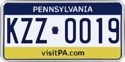 PA license plate KZZ0019