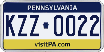 PA license plate KZZ0022