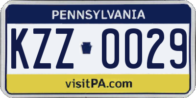 PA license plate KZZ0029