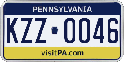 PA license plate KZZ0046